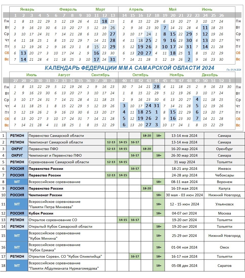 Календарь соревнований | Спортивный клуб Спарта